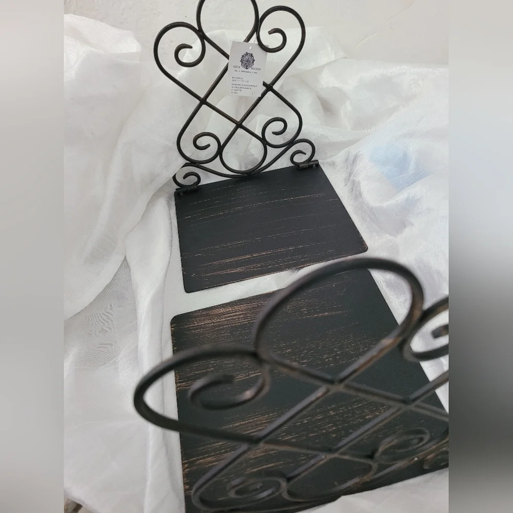 NUEN WELTEN VINTAGE Elegant Black Metal Bookends 1 PAIR